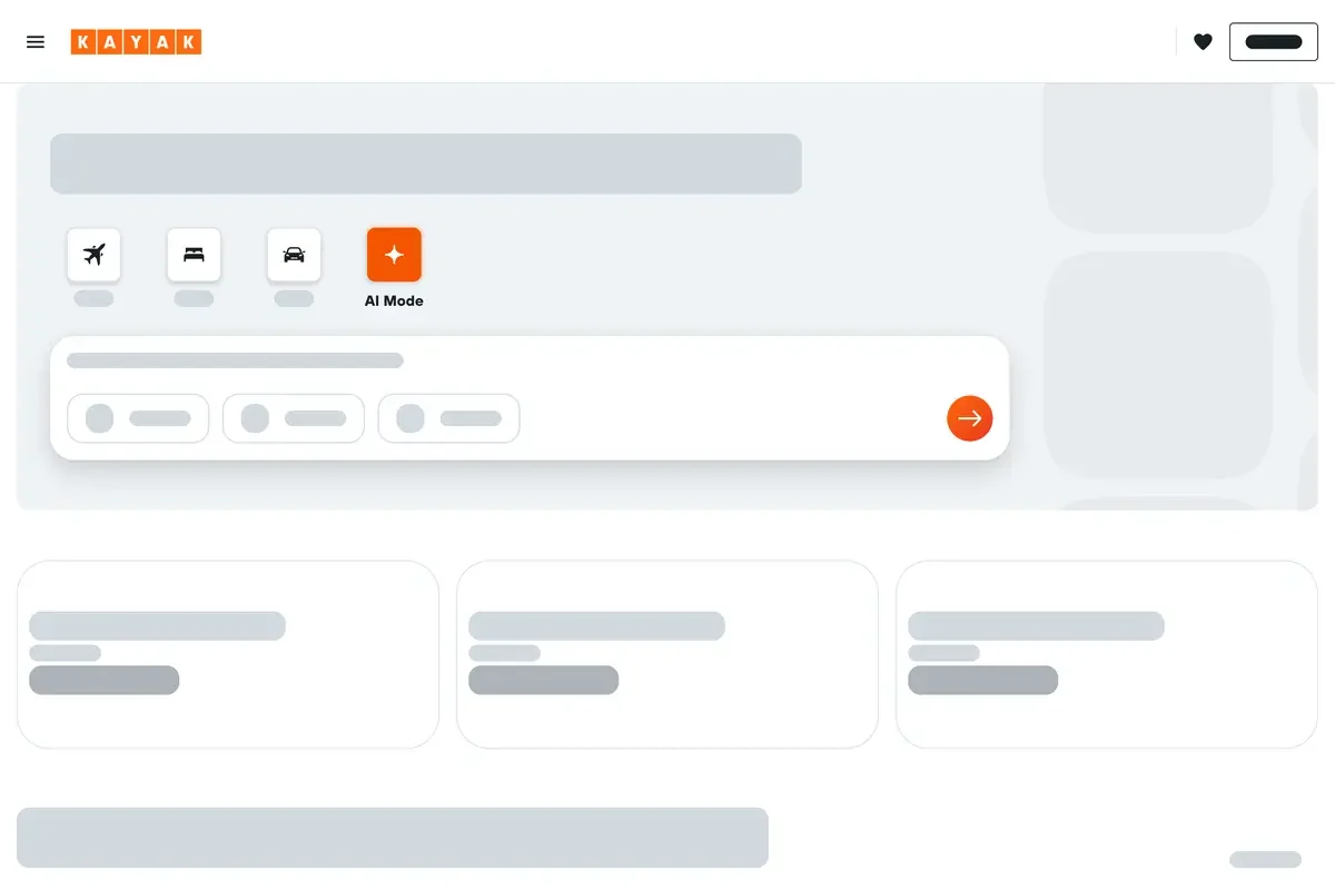 Wireframe of a fourth search mode on the KAYAK front door